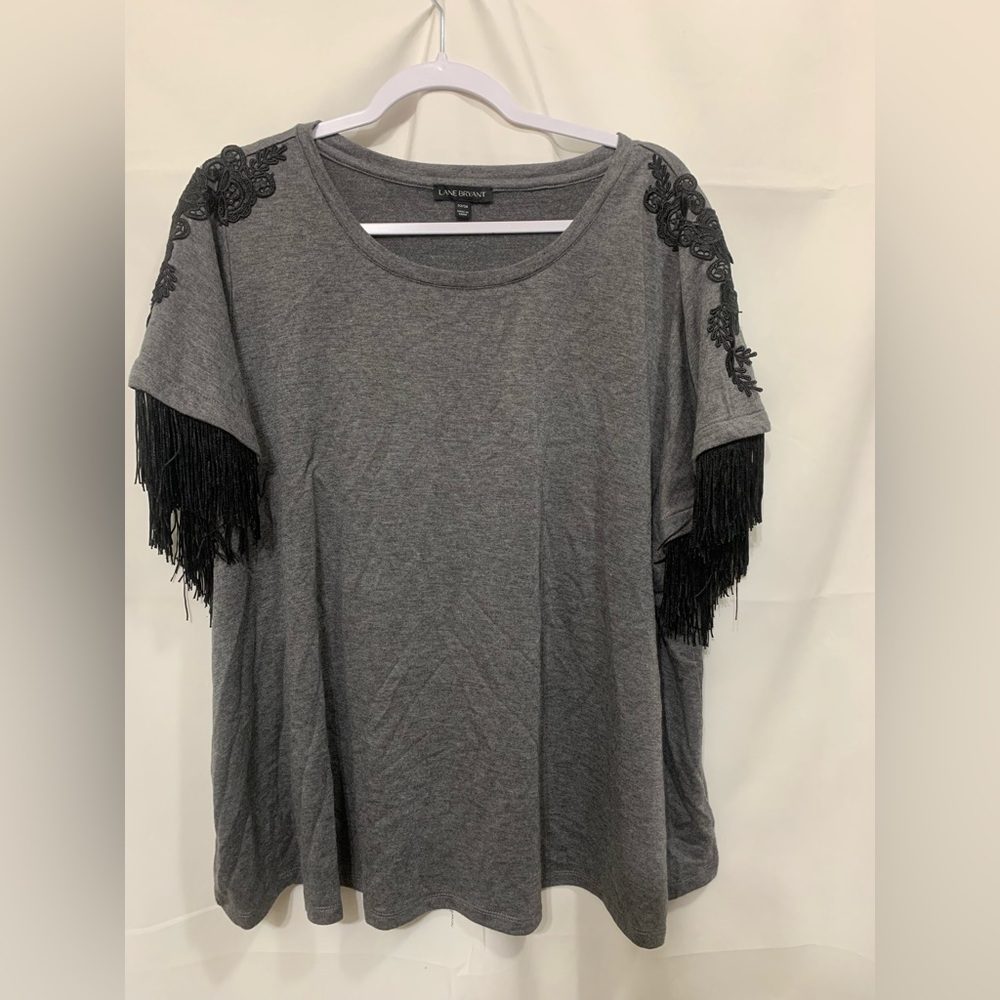 Lane Bryant Limited Edition Fringe Sleeves Top